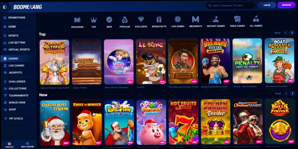 Boomerang Casino bonus 100% jusqu'à 500 € et 200 Tours Gratuits